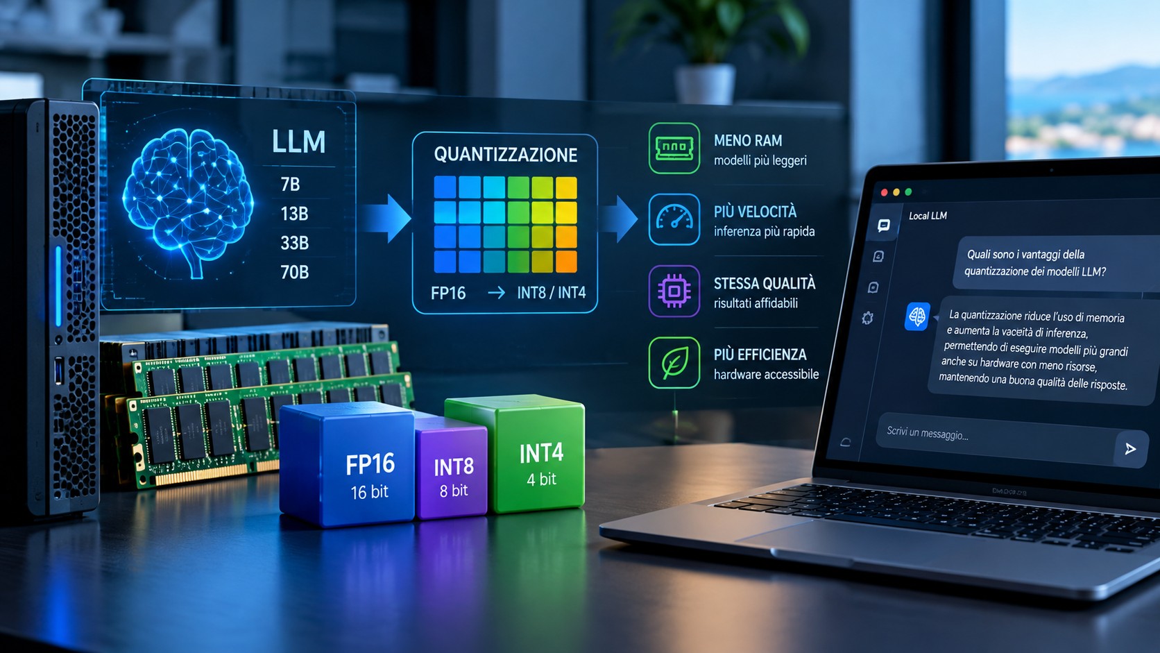 Quanta RAM serve a un modello LLM: parametri, quantizzazione e contesto